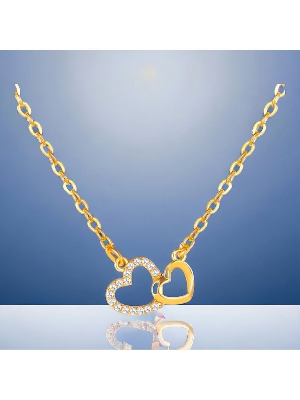 ✨❤️ Dainty Gold Tone Double Heart Necklace ✨❤️